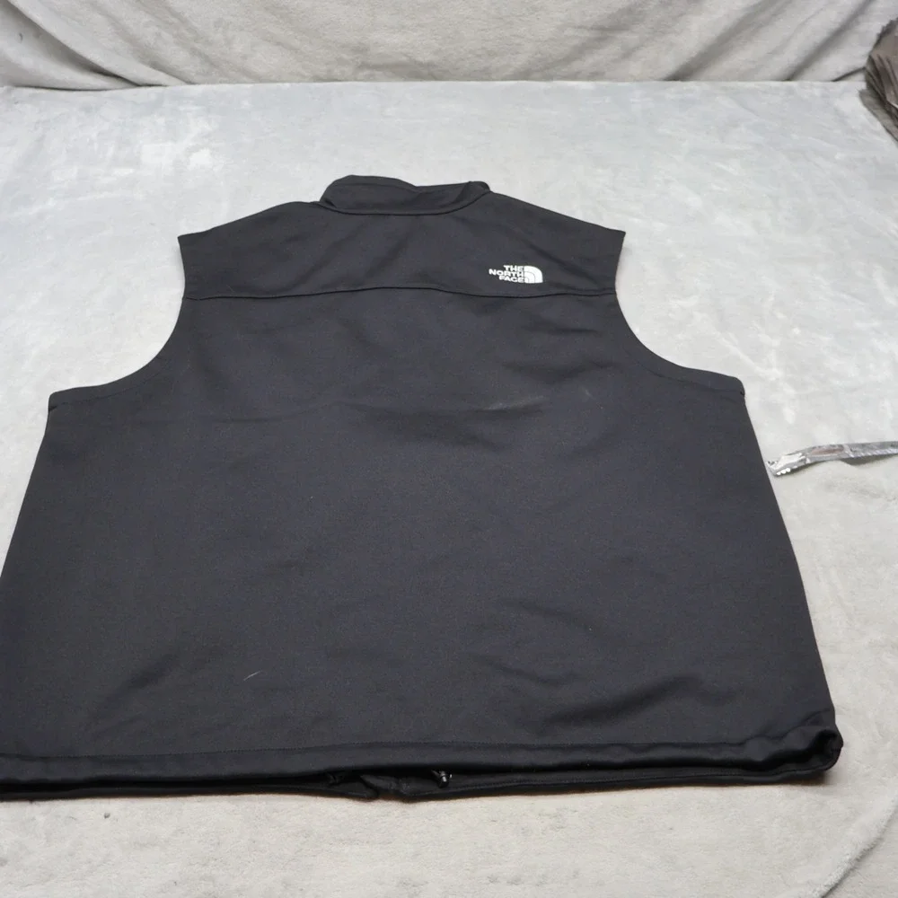 North Face Vest Mens XL Black Softshell WindWall Full Zip Fleece-Lined Wind Rain